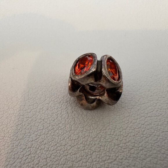 Pandora Sterling Silver 925 ALE Orange Zirconia Oval Lights Bead Charm - Picture 7 of 8